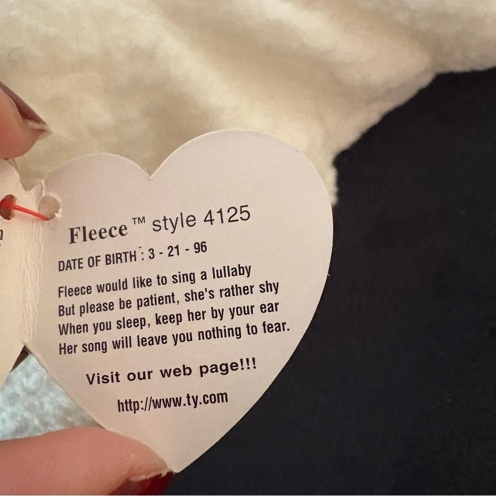 Ty “Fleece” 3/21/96 White Lamb Beanie Baby